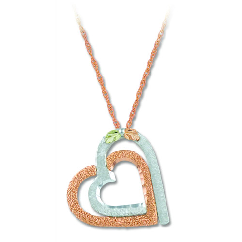 Landstrom's Black Hills Gold Sterling Silver and rose gold heart necklace