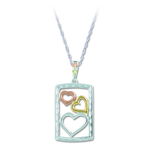 Landstrom's Black Hills Gold Sterling Silver triple heart necklace