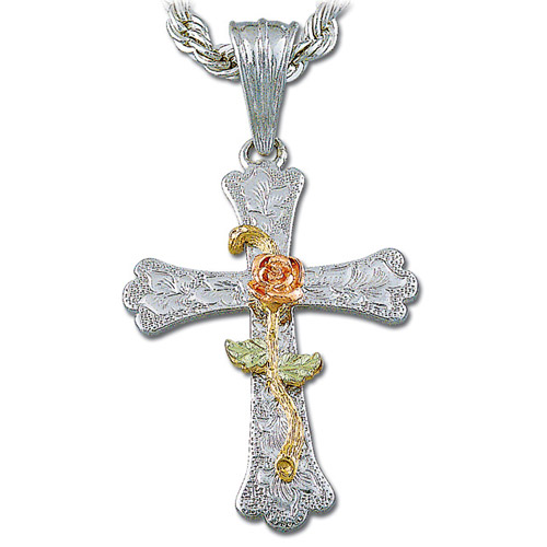 Landstrom's Black Hills Gold Sterling Silver cross necklace