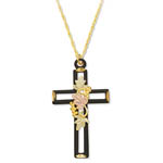 Landstrom's Black Hills Gold black enamel cross necklace
