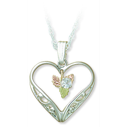 Landstrom's Black Hills Gold Sterling Silver sapphire heart necklace