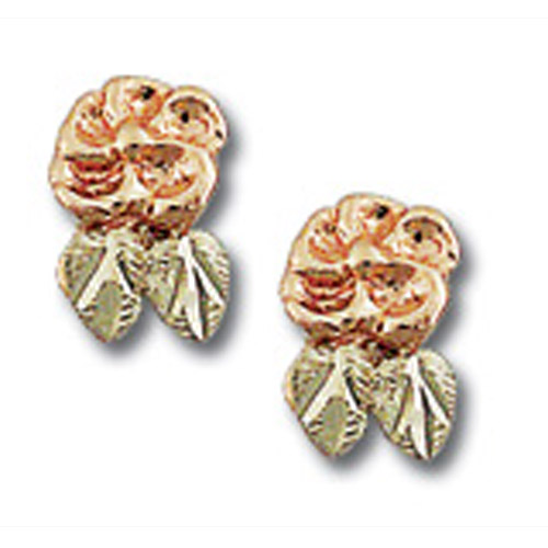 Landstrom's Black Hills Gold rose gold flower earrings