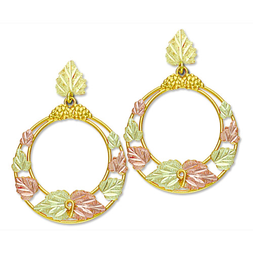 Landstrom's Black Hills Gold dangle hoop earrings