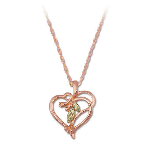 Landstrom's Black Hills Gold rose gold heart necklace