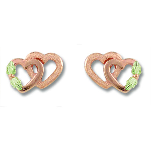 Landstrom's Black Hills Gold Rose Gold double heart earrings