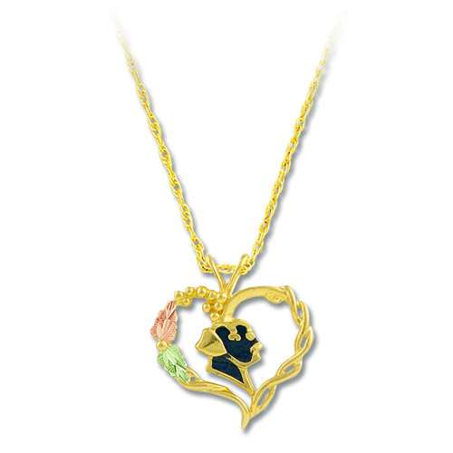 Landstrom's Black Hills Gold heart with antiquing necklace