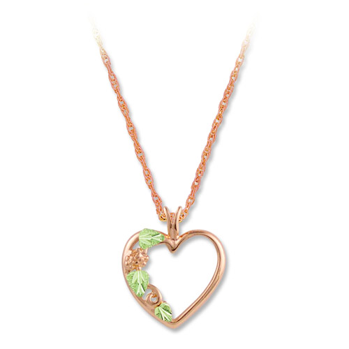 Landstrom's Black Hills Gold Rose Gold heart necklace