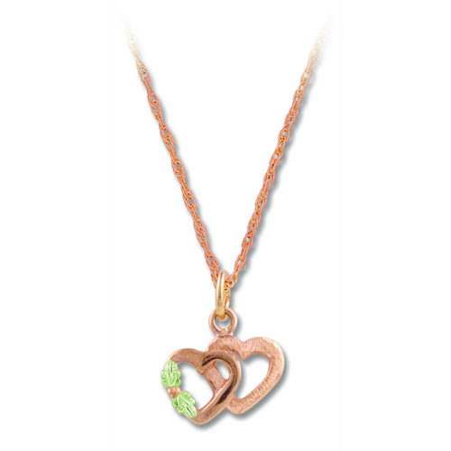 Landstrom's Black Hills Gold Rose Gold double heart necklace