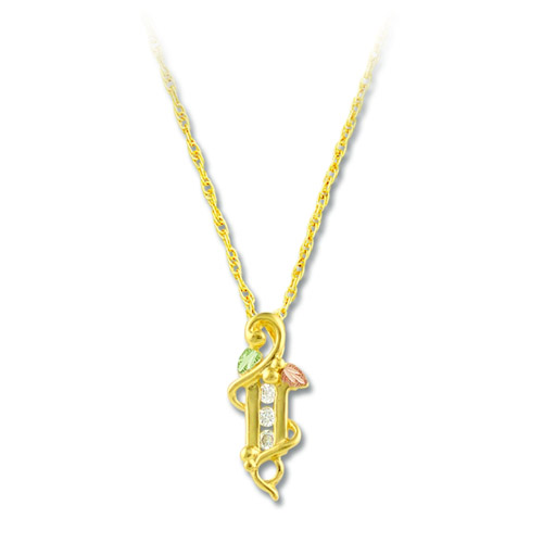 Landstrom's Black Hills Gold leaf and diamond necklace