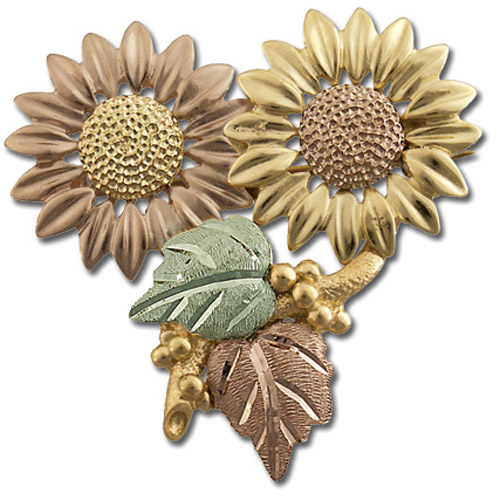 Landstrom's Black Hills Gold Sunflower brooch