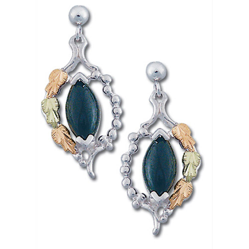 Landstrom's Black Hills Gold Sterling Silver Black Onyx earrings