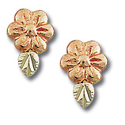 Landstrom's Black Hills Gold flower and leaf earrings