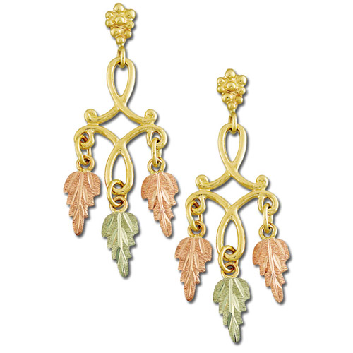 Landstrom's Black Hills Gold leaf dangle earrings