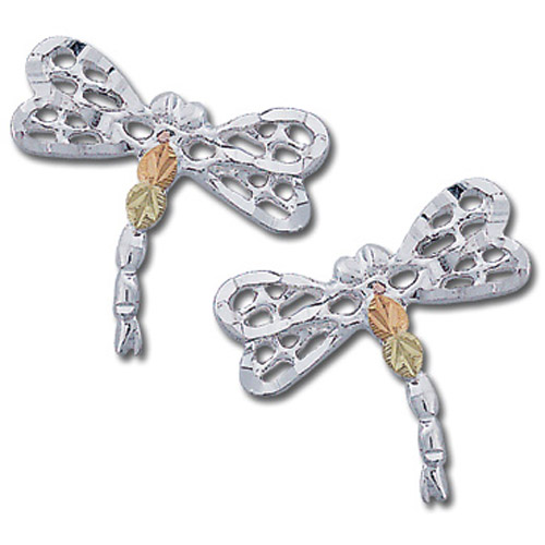 Landstrom's Black Hills Gold Sterling Silver dragonfly earrings