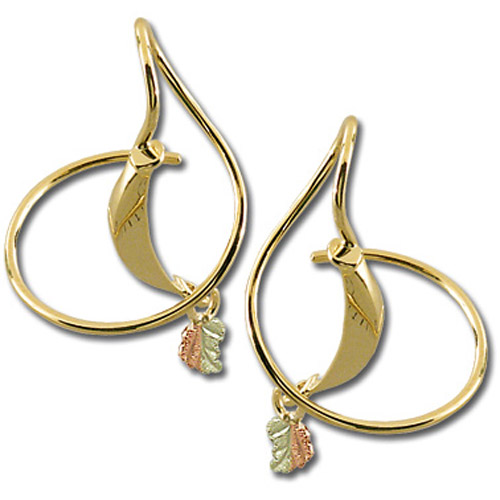 Landstrom's Black Hills Gold spiral bird and leaf earrings