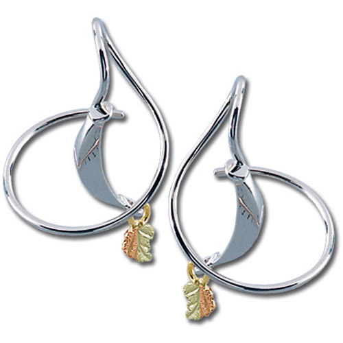 Landstrom's Black Hills Gold spiral bird and leaf earrings