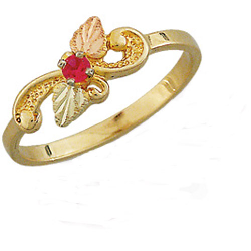 Landstrom's Black Hills Gold ruby and leaf ring