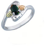 Landstrom's Black Hills Gold Sterling Silver Black Onyx and leaf ring