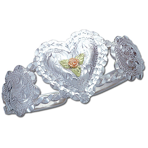 Landstrom's Black Hills Gold Sterling Silver heart shaped bracelet