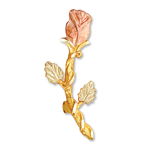 Landstrom's Black Hills Gold rose and leaf brooch