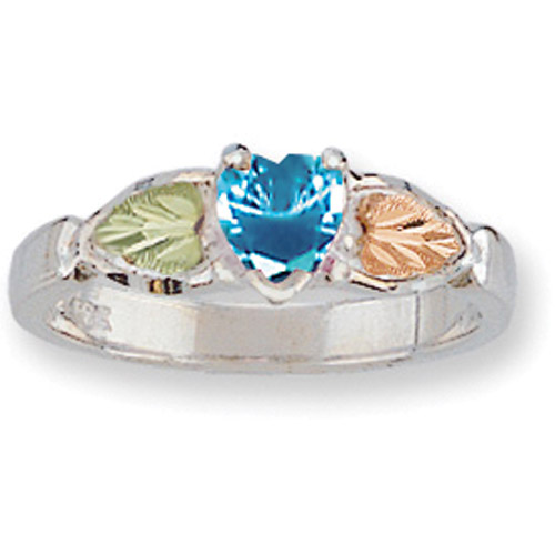 Landstrom's Black Hills Gold Sterling Silver heart shaped C. Z. ring