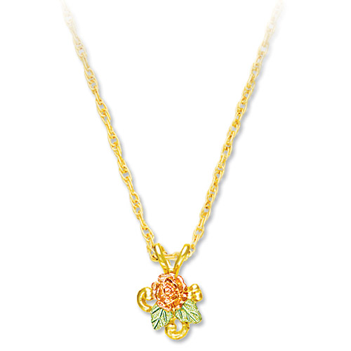Landstrom's Black Hills Gold rose and leaf necklace