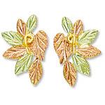 Landstrom's Black Hills Gold rose and green gold leaf earrings