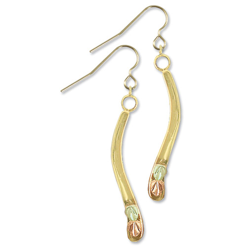 Landstrom's Black Hills Gold angled abstract dangle earrings