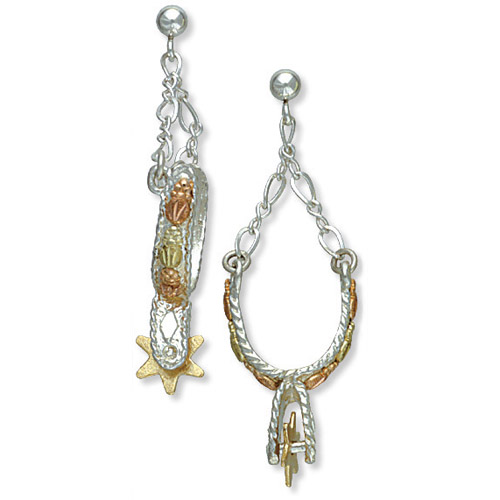 Landstrom's Black Hills Gold Sterling Silver dangle spur earrings