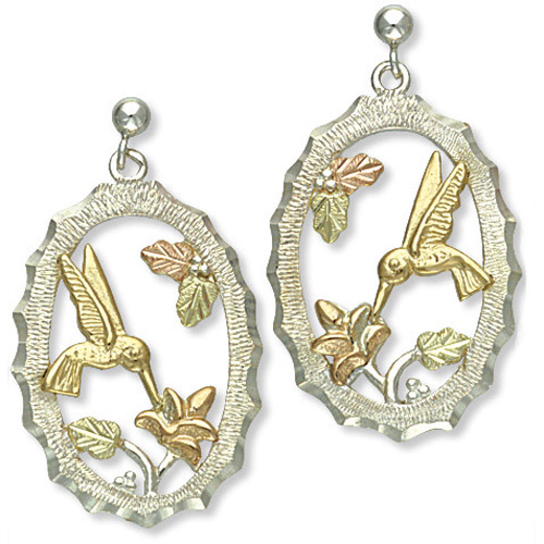 Landstrom's Black Hills Gold Sterling Silver hummingbird earrings