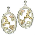 Landstrom's Black Hills Gold Sterling Silver hummingbird earrings