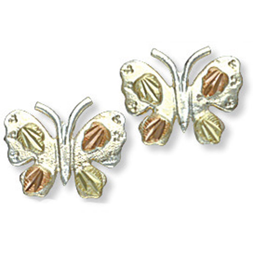 Landstrom's Black Hills Gold Sterling Silver Butterfly earrings