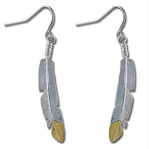 Landstroms Black Hills Gold Sterling Silver feather earrings