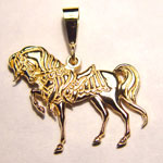 gold 3D prancing charger pendant