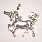 Sterling Silver diamond cut prancing unicorn pendant