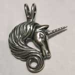 Sterling Silver unicorn with curly flowing mane pendant