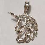 Sterling Silver filigree unicorn head pendant