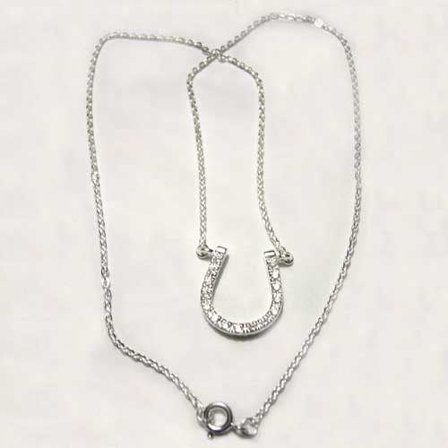 Sterling Silver horseshoe necklace with Cubic Zirconia