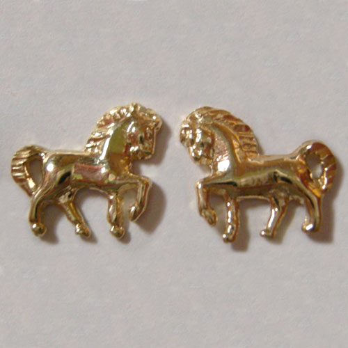 14 kt.y.g. diamond cut trotting horse pierced earrings