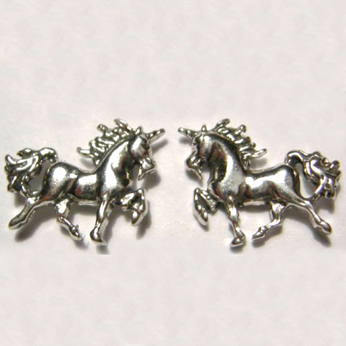 Sterling Silver small prancing unicorn post earrings