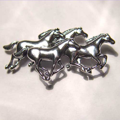 Sterling Silver galloping horse herd brooch