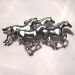 Sterling Silver galloping horse herd brooch