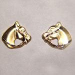 14 kt.y.g.diamond cut horsehead in bridle post earrings