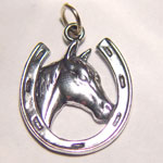 Sterling Silver horse head in horseshoe charm/pendant