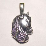 Sterling Silver Arabian horse head with flowing mane charm/pendant