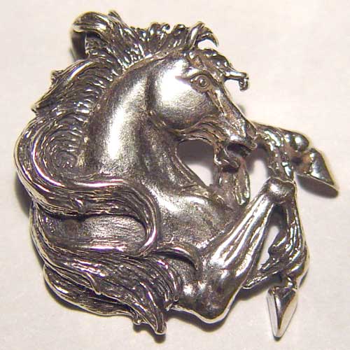 Sterling Silver rearing Stallion head pendant