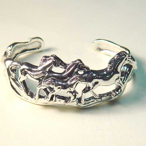 Sterling Silver open galloping horse herd cuff bracelet