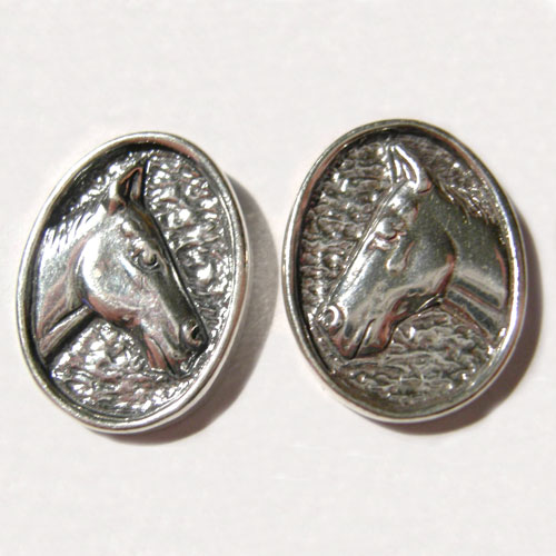 Sterling Silver oval horsehead post earrings