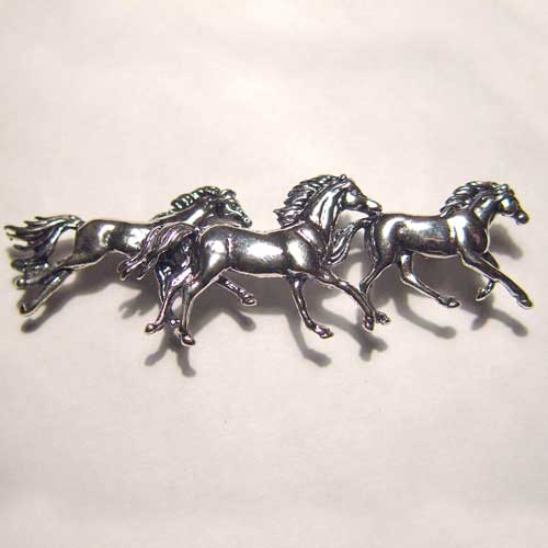 Sterling SIlver three galloping horses brooch