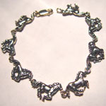 Sterling Silver galloping horses link bracelet